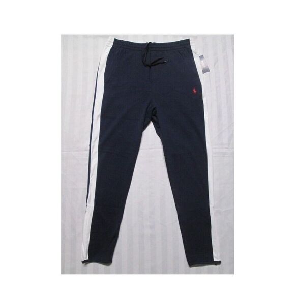 POLO RALPH LAUREN Men Sz L Navy-White Interlock Tapered Track Pant - Picture 1 of 11